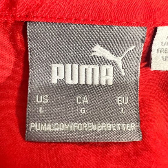 PUMA Men’s Windbreaker Jacket L Red Black Hooded Pullover Drawstring Athletic‎ - Picture 6 of 12